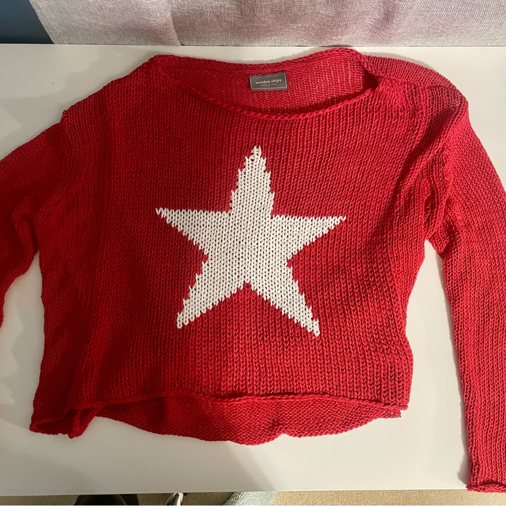 Wooden ships red star sweater